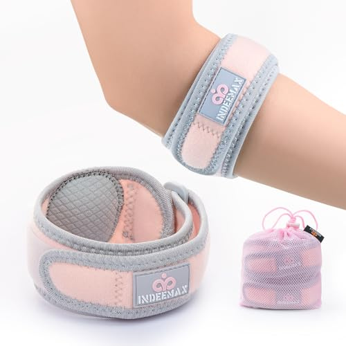 INDEEMAX Tennis Elbow Support Strap 2Pack, Golfers Elbow Support for Pain Relief Tendonitis, Adjustable Elbow Brace Forearm Band with Compression Pad, Elbow Support for Men Women
