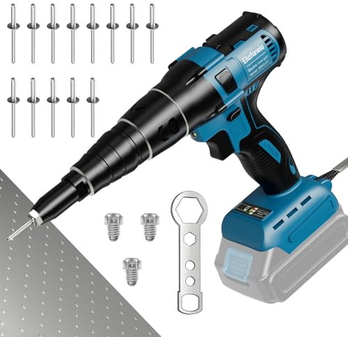 ELIOFANEIA Rivettatrice a Batteria Compatibile con Makita 18 V(senza batteria/caricabatterie), Rivettatrice elettrica utilizzabile per rivetti da 2,4 – 5,0 mm in Pinze per rivetti ciechi