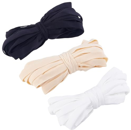 PH PandaHall 3 Couleurs Bande Élastique Stretch Tricot Bandes 10mm Couture Sangles Élastiques Garniture Élastiques Noires Garniture pour Noël Couture Bricolage Vêtements Passepoil Réparation 27m