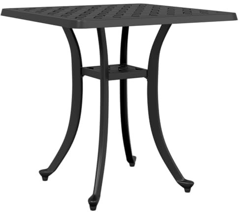 HETFTJN Tavolino Esterno Tavolo da Pranzo Banco da Lavoro Tavolo da Cucina - Tavolo da Giardino Nero 53x53x53 cm in Alluminio Pressofuso per Giardino Terrazza Balcone Sala Da Pranzo