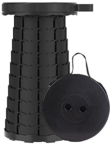 SJFJJKD Tragbarer, zusammenklappbarer Campinghocker mit verstellbarem Schultergurt, 5 Stück, Teleskopsitz für Outdoor-Aktivitäten, maximale Belastung: 330 Pfund, Schwarz Friendship Years
