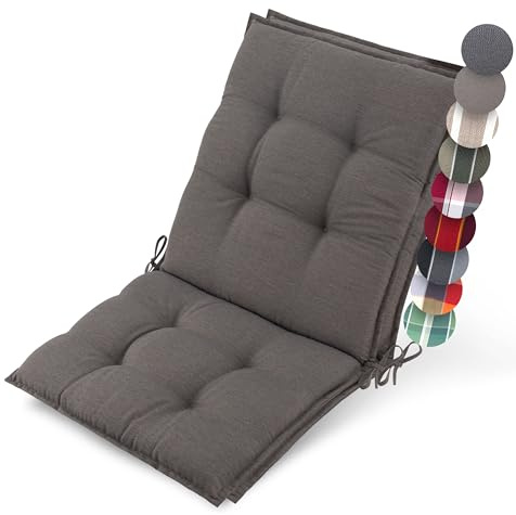 Beautissu 2er Set Premium Niedriglehner Auflage Gartenstuhl Polster | 100x50cm Taupe 8cm Dick rutschfest Befestigungsbänder UV-Lichtechtheit 5 Robust Stoff Gartenstuhlauflage Stuhlauflage Sun-NL