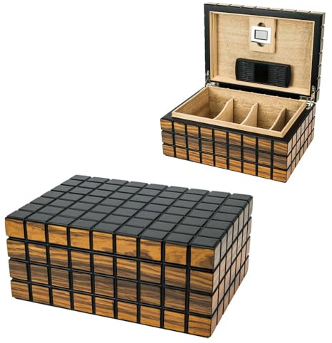 Passatore Humidor Humidor, Rippen schwarz/Makassar für bis zu 40 Zigarren