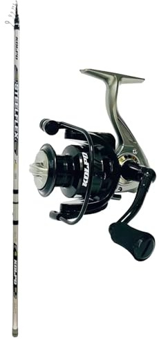 kolpo combo da pesca bolognese con canna 6 mt in carbonio alto modulo+ mulinello con bobina in alluminio