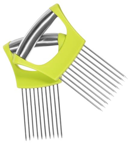 Didiseaon 2pièces Porte-oignons Acier Avec Coupe-légumes Outil De Cuisine Pour Trancher Citrons Pommes De Terre Et Préparations Alimentaires