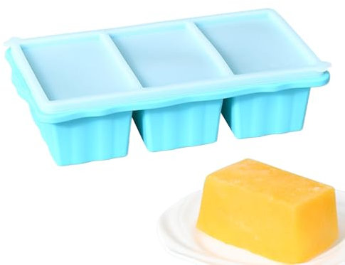 Bandeja de hielo de silicona, molde de bandeja de silicona - 3 cubos Bandeja de congelador de con tapa,Cóctel haciendo un recipiente de comida de fácil liberación apilable versátil para caldo