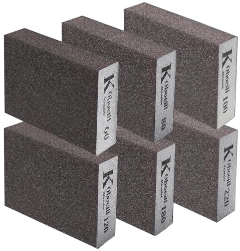 Sanding Block Sanding Sponges Coarse/Medium/Fine/Superfine Wet and Dry Dual-use Abrasive Pads Washable and Reusable sandpaper for Wood Walls Metal 60, 80, 100, 120, 180, 220 Grit (6 Pcs)