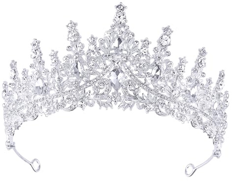 DRESHOW Couronne d'anniversaire pour Femmes Tiare de Cristal pour Filles Accessoires de Cheveux Tiare de Mariage Couronne de Princesse Pailletée Serre-tête de Fête Diadèmes pour Femme
