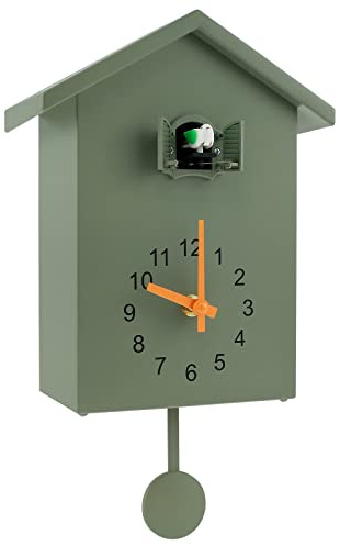 BOBASH Kuckucksuhr Wanduhr Moderne Kuckucksuhren mit Pendel Kuckucksgeräusch für Wandkunst Zuhause Wohnzimmer Büro Dekoration Geschenke (Grün)