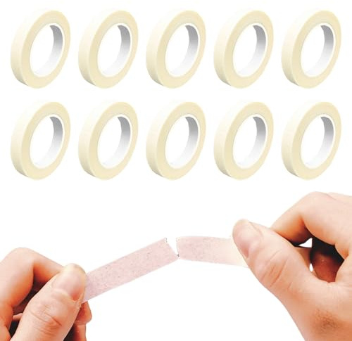 Omeblos 10 Rolls Coloured Masking Tape, 10mm x 13m White Masking Tape, Painting Tape for Office Home Classroom Handicrafts Murals Aart Lettering and DIY Crafts Labeling or Coding