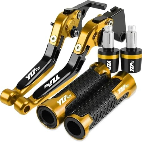 MCBXTH Bremshebel Für Yamaha YZF-R125 2014-2019 Motorrad Einstellbare Bremse Kupplung Hebel & Griff Lenker Griffe Motorrad Teile YZFR125(Gold 1)