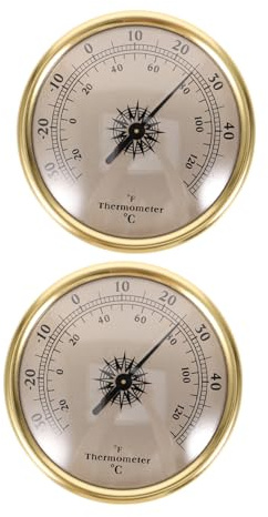 DOITOOL 2 pezzi Termometro Decorativo Esterno e Interno da Parete Design Rotondo Artistico Misuratore Temperatura Fahrenheit per Giardino Serra e Cucina Compatto 2pcs