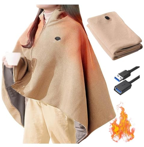 LFLIFENG Wireless Heated Blanket for Women,2025 New Heated Wearable Blanket Cozy Portable Suitable for Office Home Rest, Car Travel, Outdoor Camping,Apricot