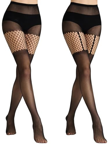 MANZI Fishnet Tights Womens Patterned Net Stockings Halloween | Halloween Party Fashion Fishnet Tights