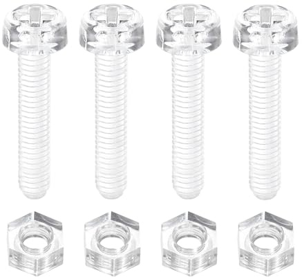 QUARKZMAN 50 Juego de Tornillos y Tuercas de Acrílico Transparente, M3 x 15mm Tornillos Phillips de Cabeza Redonda Transparentes con Tuerca Hexagonal, para Máquinas Equipo Electrónico