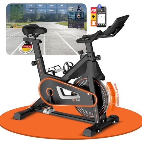 DH FitLife 2026 Heimtrainer Fahrrad Ergometer | leise Indoor Bike | magnetischer Hometrainer Fahrrad | Ergometer Heimtrainer mit Pulssensor & APP | FitnessBike mit NEW Lenker & Monitor