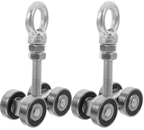 STAHAD Roulettes Silencieuses pour Porte Coulissante Lourde, Ensemble 2 Pièces avec Chariot à 4 Roues en Acier, Système de Rail D’assemblage Robuste, Accessoires pour Portes Pliantes