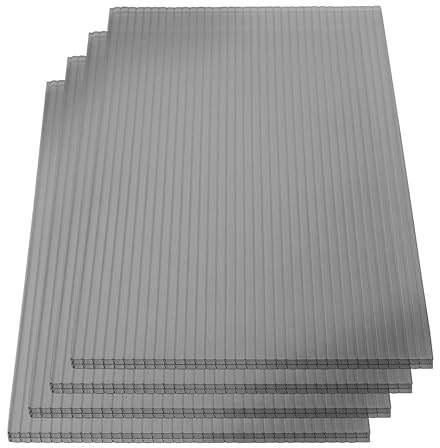 KAISER plastic® Doppelstegplatten Anthrazit-Grau PC [16/20 mm] – Made in Germany | Schlagfeste Hohlkammerplatten für Terrasse & Carport | 3er, 4er oder 5er Set | Längen: 2m – 4m (4, 98 x 300 cm)