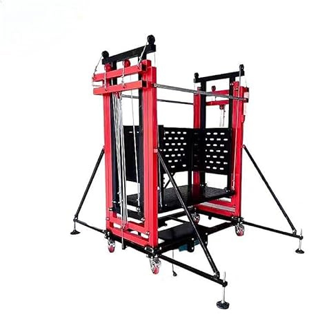 Andamio eléctrico compacto para instalación de conductos HVAC y montaje de tuberías superiores, capacidad de 400 kg, 2-8 m de altura, control remoto, bandeja de herramientas incluida