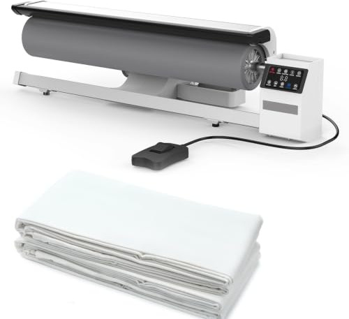Roterande ångpress för platta tyger, 90 cm rulllängd klädångare, fotpedalstyrd automatisk strykpress för effektiv strykning av linnekläder och gardiner