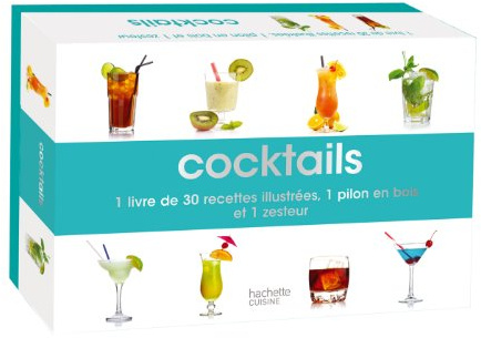 Cocktails: 1 livre de 30 recettes illustrées, 1 pilon en bois et 1 zesteur