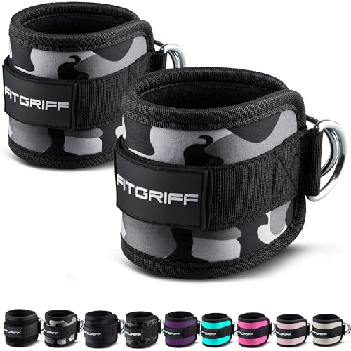 Fitgriff® Fußschlaufen V1 (gepolstert) - für Fitness Training am Kabelzug - (2 Stück) Ankle Straps für Frauen und Männer