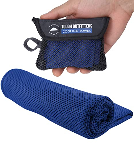 Tough Outdoors Cooling Towel - Gym or Workout Sweat Towels with Evaporative Fabric - For Sports, Camping, Beach, and Outdoor Activities - Royal Blue - 25.4 x 25.4 cm (10 x 10)