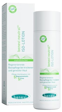 benevi neutral ISO-Lotion 200ml. Bodylotion für sehr trockene, rissige, empfindliche, juckende und schuppende Haut, hinterlässt angenehmen, pflegenden Schutzfilm.