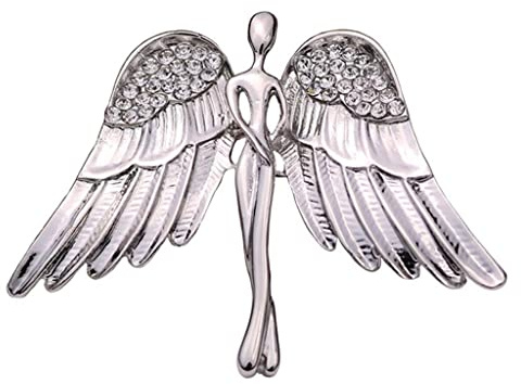 non-brand Sharplace Sicherheitsnadel Brosche Schal Mantel Kleid Pin für Damen Engel Brosche Strass, Silber