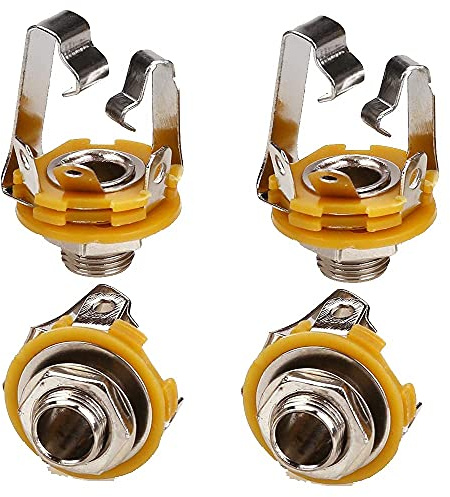 TRS Socket,Stereo 3-Conductor Input Jack, 1/4, TRS Panel Mount Socket with Washer and Nut Solder Type for Guitar Pedals Bass Fender Footswitch and Any Other Applications with 6.35mm(4Pack) HUASEN