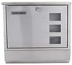 Rottner cassetta delle lettere Corto Inox, serratura a cilindro con 2 chiavi, acciaio, LxH 300x435 mm, kit di fissaggio incluso, supporto per giornale, targhetta portanome, finestrelle d'ispezione