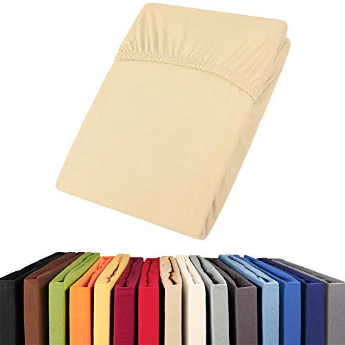 aqua-textil Viana Topper Laken 200x200-200x220 cm Natur Baumwolle Spannbetttuch Jersey Spannbettlaken