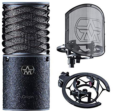 Aston Microphones ORIGIN BLACK BUNDLE High-Performance Large Diaphragm Cardioid Condenser Microphone — Includes SWIFTSHIELD Pop Filter/Shock Mount