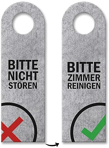 trendaffe - Bitte Nicht stören oder Zimmer reinigen Türhänger mit Symbolen in Grau Hotel