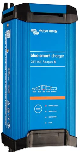 Victron Energy Blue Smart Batterie Ladegerät 24-Volt 16 Ampere 230V - Autobatterie Ladegerät - Batterieerhaltungsgerät und Desulfator - IP22 Geschützt - Bluetooth - 3 Ausgänge - CEE 7/7