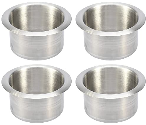 X AUTOHAUX 4pcs Stainless Steel Cup Drink Holder Insert for Boats RVs | Silver Tone, Replacement cup holder