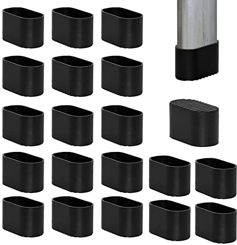 THETAG 20 Stück Stuhlbeinkappen, Stuhlbeinkappen Kappen Bodenschutz Fußkappen, Stuhlbeinkappe Stuhlbeinschutz 40x20 mm für Ovalrohre Rohrkappen