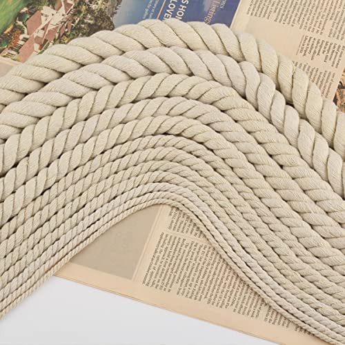 2 Meter 100% Baumwollkordeln 3 Aktien Twisted Twisted Baumwollseil für Tasche Wohnkultur DIY Heimtextilien Zubehör 6/8/10/12/18/20mm-15mm 2 Meter