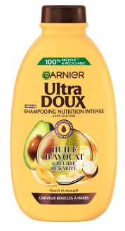 Garnier Ultra Soft - Champú para cabello seco, rizado a rizado, aceite de aguacate y manteca de karité - Textura cremosa y cremosa - 400 ml - Hombre y Mujer