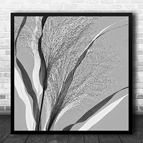 Fingerprint Designs Flower Vase Hortensia Flowers Flora Floral Leaf Leaves B&W Square Wall Art Print