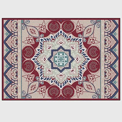 Rururug Designer Teppich Kurzflor Moderner Orientteppich Klassisch Gemustert Ornamente für Wohnzimmer Schlafzimmer Kinderzimmer,Rote und Blaue Blumenfischformgeometrie 200 x 230 cm