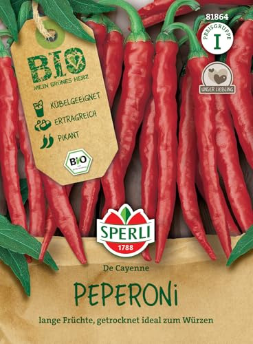 Sperli BIO Peperonisamen 81864 – lange Früchte - getrocknet ideal zum Würzen - Inhalt für 30 Pflanzen - Samen Gemüse, Gemüsesamen, Saatgut, Gemüse Pflanzen | Bio-Saatgut, zum Wuerzen, aromatische Schoten, sonniger Standort, ergiebig, einfache Aussaat