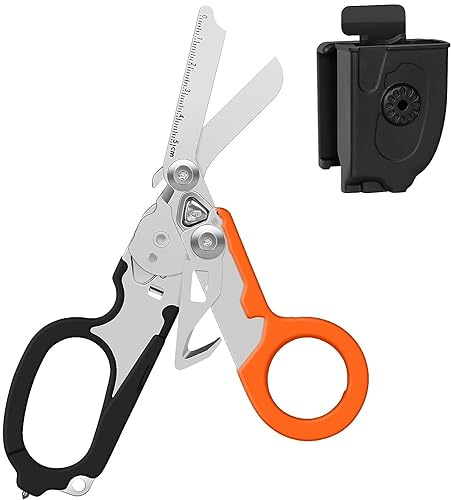 IMKRC Raptor Erste-Hilfe-Schere Taktische All-in-One Schere mit Ringschneider Glasbrecher Orange Edelstahl