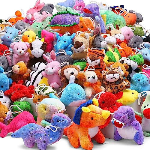 72 Pack Mini Stuffed Animal, Assorted Small Plush Toy Bulk for Party Favors