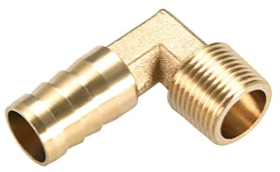 M METERXITY Ottone Tubo flessibile Portagomma Raccordi - 90 Grado Gomito Ottone 14mm Spinato Riduttore Applica a Acqua Carburante (3/8 PT Maschio Tubo)