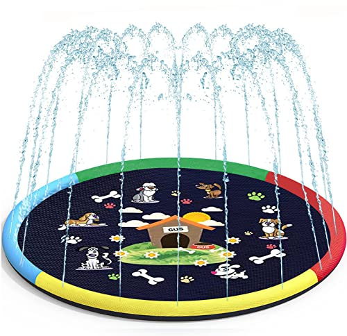 BOCTTCBO Sprinklers Pad for Kids and Dog, Splash Pad 67 Non-Slip Splash Play Mat, Summer Outdoor Water Toys, Inflatable Wading Pool for Toddler