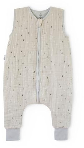 Ehrenkind® Baby Sommerschlafsack mit Füßen Musselin | aus weicher OEKO-TEX zertifizierter Bio-Baumwolle | Sommer Baby Schlafsack 1 TOG Gr. 70 Farbe Natur-Graue Tropfen