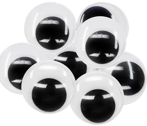 TOAOB 8 Pezzi Occhi Adesivi 80mm Rotondo Plastica Mobili Autoadesivi Wiggle Finti Occhietti per Lavoretti Fai da Te Scrapbooking Artigianato Bambole Pupazzi Accessori Bianco Nero