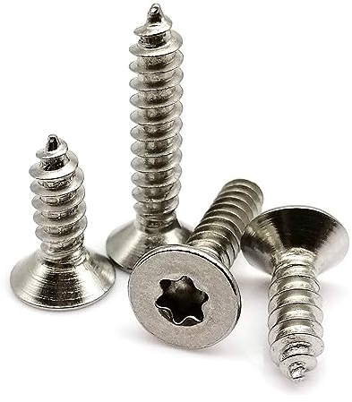 5/10/50 Stck. M2 M2.5 M3 M4 M5 M6 304 A2-70 Edelstahl Sechslappen Torx Flachsenkkopf Manipulationssichere selbstschneidende Holzschraube (Color : 12mm_10pcs M5)