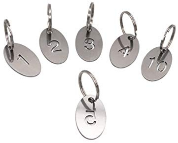NanTun 304 Stainless Steel Oval Key Tags with Ring, Hollowed Number ID Tags Key Chain, Numbered Key Rings